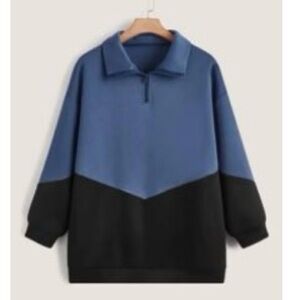 SHEIN Blue and Black Colorblock Sweater